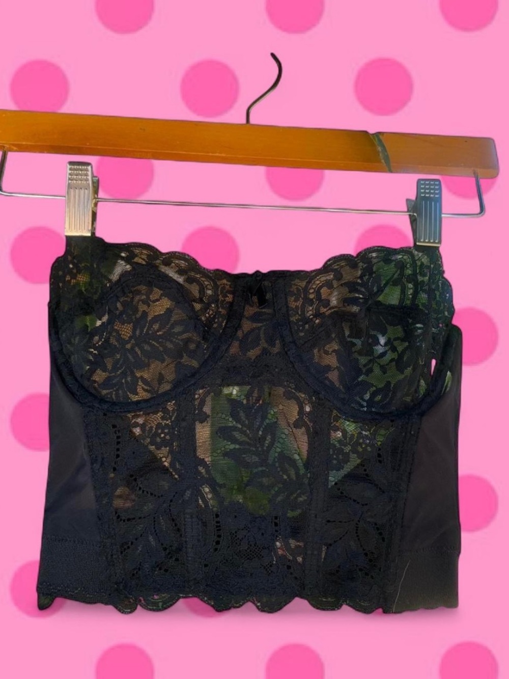 Black Lace Bustier Crop Top - Women Intimates